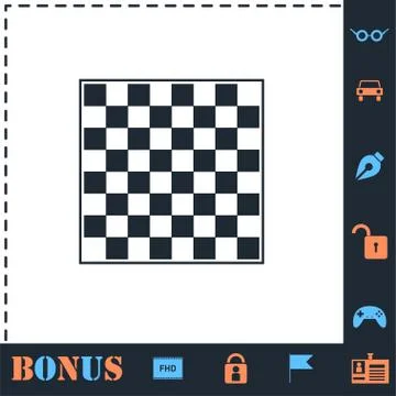 Empty chess board icon flat Stock Illustration