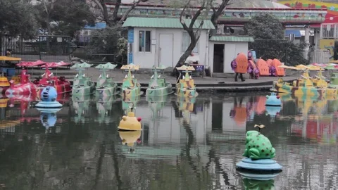 Empty child small boat dock without any visitor Stock-Footage 90918830