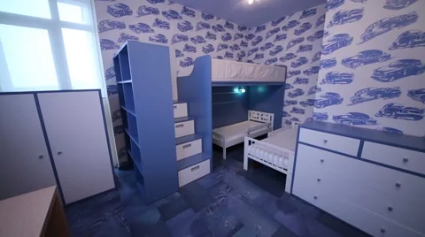 Empty children bedroom in flat in apartment Complex Elk Island 動画素材 47506905