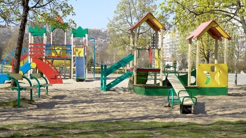 Empty children playground Stock Footage 127816194
