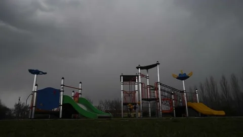 Empty children playground in the park during Covid 스톡 동영상 150599761