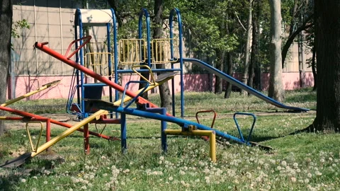 An empty children's playground during the Covid-19 virus pandemic Video stock 137963178