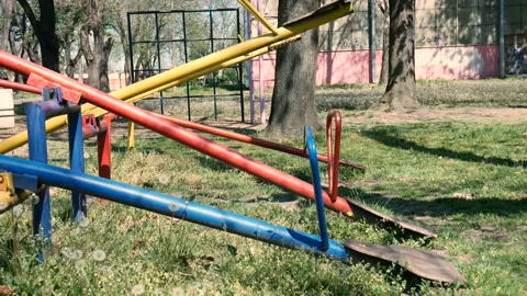 An empty children's playground during the Covid-19 virus pandemic Video stock 137964695