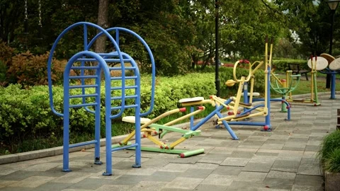 Empty Children's Playground during the day Stock Footage 332681603