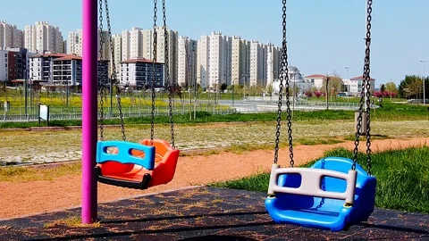 Empty children's playground. No people. Stock Footage 130054989