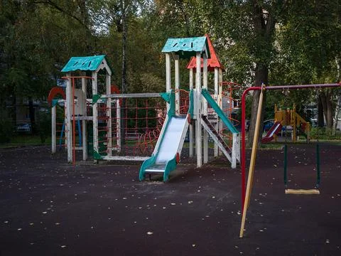 Empty children's playground Stock Photos