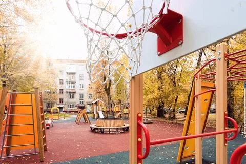 Empty children's playground Stock Photos