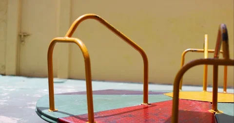 Empty childs carousel set spinning Stock Footage 98153538