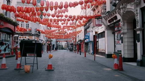 Empty chinatown during lockdown in London Video stock 131065423