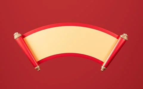 Empty Chinese style scroll, Chinese new year element, empty scroll template.. Stock Illustration
