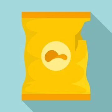 Empty chips package icon, flat style Stock Illustration