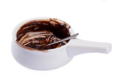 Empty chocolate sauce dish Stock Photos