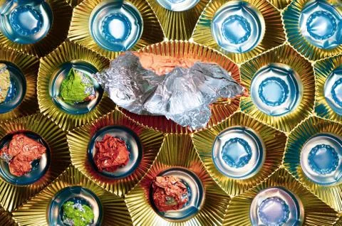 Empty chocolate wrappers Stock Photos
