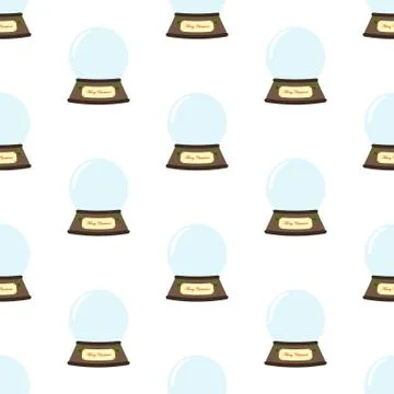 Empty christmas snow globe vector seamless pattern Stock Illustration
