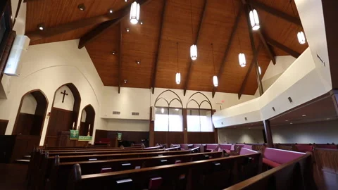 Empty Church Chapel From Side Wide Shot Stock Footage 145604864