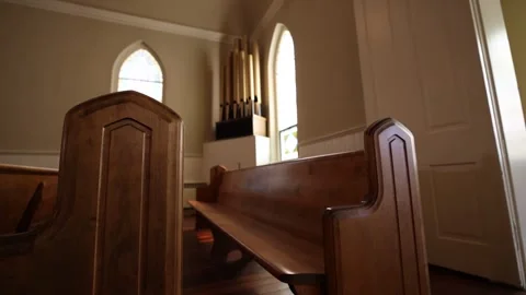 Empty Church Pew Of Back Of Small Rural Church Video stock 315226701