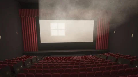 Empty Cinema Projector Light Beam Over Red Seats Seamless Loop 库存影片 347567580