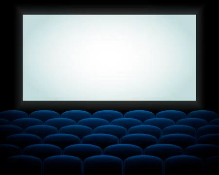 Empty cinema screen with audience. Vector mock-up illustration. Stock Illustration