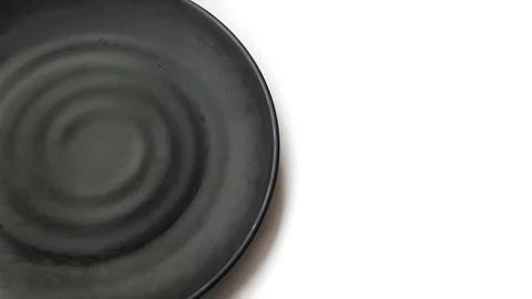 Empty circle black plate with ceramic melamin material Stock Photos
