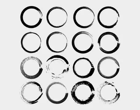 Empty circle borders isolated. Set of round grunge frames. Vector illustratio Stock Illustration