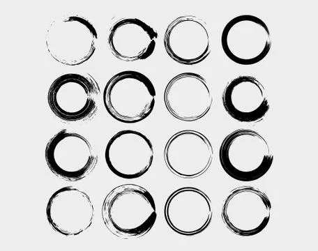 Empty circle borders isolated. Set of round grunge frames. Vector illustratio Illustrazione stock