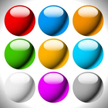 Empty circle button backgrounds, glossy spheres, balls. Stock Illustration