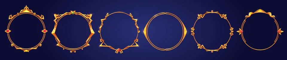 Empty circle golden frames medieval style イラスト素材