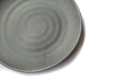 Empty circle grey plate with ceramic melamin material Stock Photos