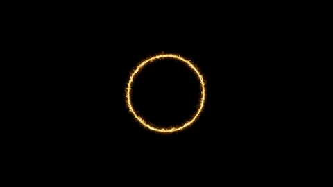 Empty circle, wheel frame with electric power border glowing, burning flame Video stock 125716269
