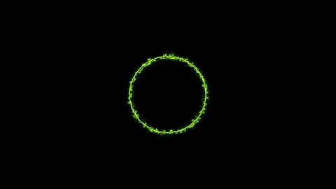 Empty circle, wheel frame with electric power border glowing, burning Video stock 125716359