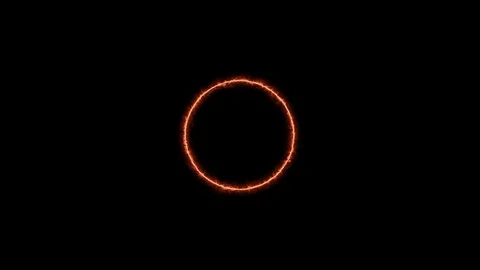 Empty circle, wheel frame with electric power border glowing, burning flame Stock Footage 125717009