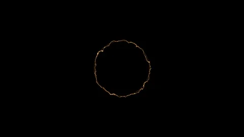 Empty circle, wheel frame with electric power border glowing, burning flame Stock Footage 125717394