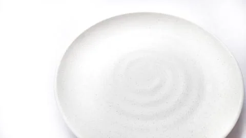 Empty circle white plate with ceramic melamin material Stock Photos
