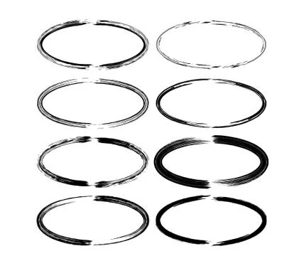 Empty circlular borders isolated. Set of oval grunge frames. Vector illustrat Stock Illustration