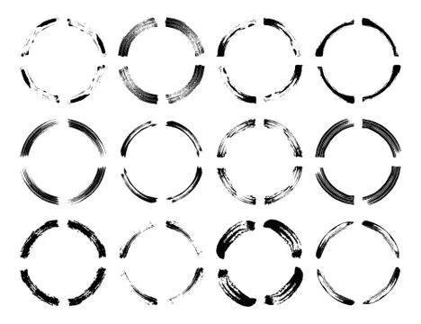 Empty circlular borders isolated. Set of round grunge frames. Vector illustra Illustrazione stock