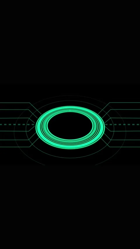 Empty circular HUD element with neon green glow on black. Neon green circul.. Stock Footage 344840523