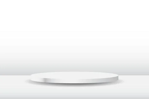 Empty circular pedestal. White circular awarded the winner's podium for out.. Stock Illustration
