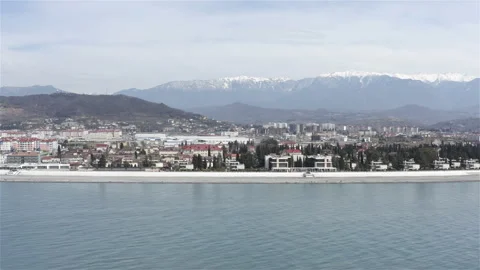 Empty city beach in cold spring Stock Footage 134748665