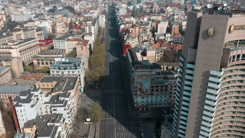 Empty City Boulevard and Intercontinental Hotel due to Coronavirus outbreak. Stock Footage 132279511