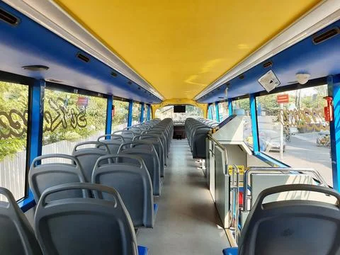 Empty city bus Stock Photos