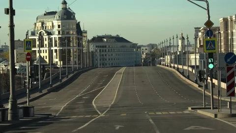 An empty city during quarantine Stock Footage 148134333