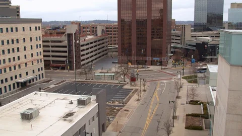 Empty city intersection and street , covid-19 lockdown, quarantine, 4K60p Stock Footage 128729428