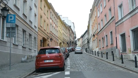 Empty city. Sad view of Warsaw Old Town, Coronavirus Stock Footage 127166441