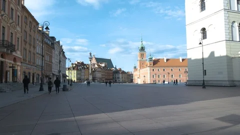 Empty city. Sad view of Warsaw Old Town, Coronavirus Stock Footage 127166464