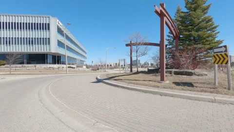 Empty city streets and office buildings as workers work from home in COVID 19 Видео 150472490