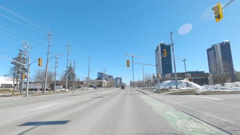 Empty city streets in tech district as workers work from home in Waterloo Canada Vídeos de archivo 150008469