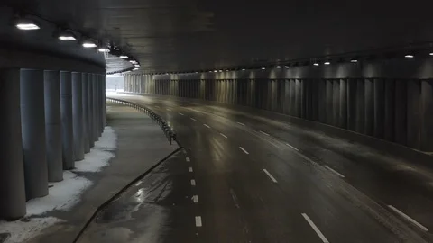 Empty City Tunnel without Traffic Stock Footage 100758609
