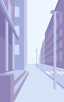 Empty cityscape perspective street of large city with buildings. Skyscrapers Stock Illustration