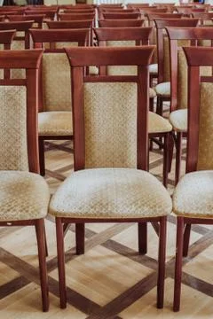 Empty class room, close up on chair, vintage effect Foto stock
