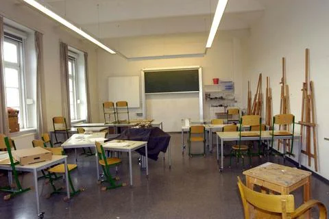 Empty class room in a school during vacation Foto stock